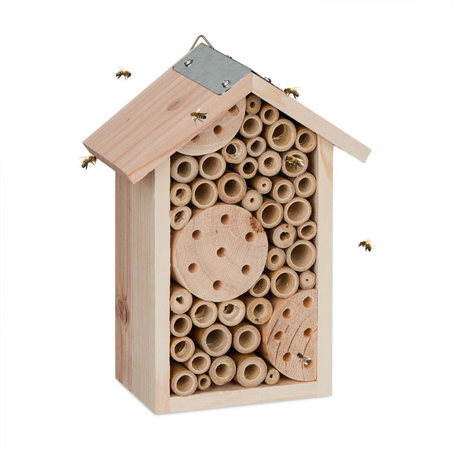 Hôtel à abeilles avec tubes en bambou