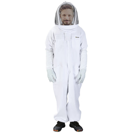 Combinaison d'apiculteur en coton, combinaison de protection avec voile et gants en peau de chèvre, blanche, taille XXL, unisexe