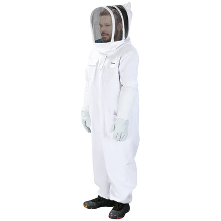 Combinaison d'apiculteur en coton, combinaison de protection avec voile et gants en peau de chèvre, blanche, taille XXL, unisexe