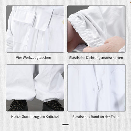 Combinaison d'apiculteur en coton, combinaison de protection avec voile et gants en peau de chèvre, blanche, taille XXL, unisexe
