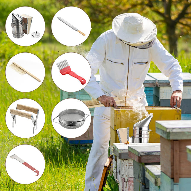 Imker-Starterset mit Smoker – 7-teiliges rostfreies Set