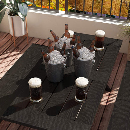 Bierzeltgarnitur Schwarz - Tisch, 2 Bänke, Holzoptik, 180x80x73 cm