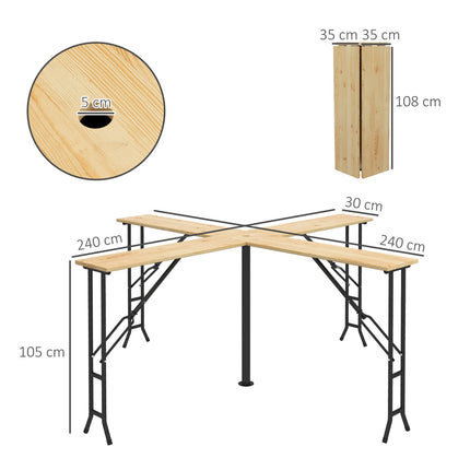 Klappbarer Bierzelt-Tisch für 20 Personen, 105 cm, 120 kg Traglast
