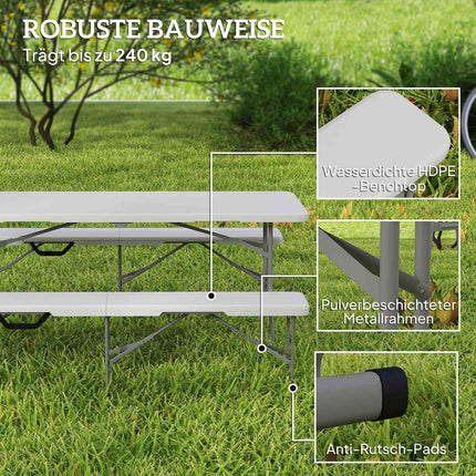 Bierzeltgarnitur, 2-Sitzer, wetterfest, Metallbeine