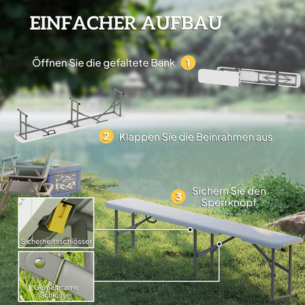 Bierzeltgarnitur, 2-Sitzer, wetterfest, Metallbeine
