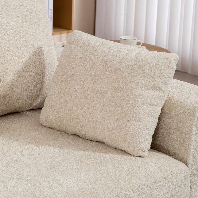 Beiges 3-Sitzer-Sofa mit Samtstoff und tiefer Sitzfläche