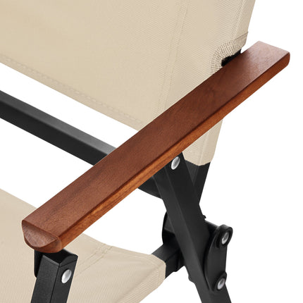 Beiger Klappstuhl, 900D Polyester, Eisenrahmen