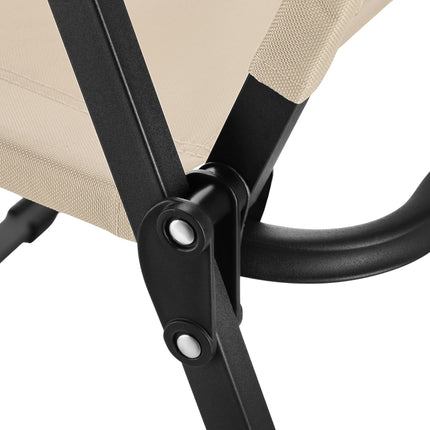 Beiger Klappstuhl, 900D Polyester, Eisenrahmen