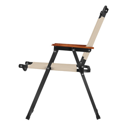 Beiger Klappstuhl, 900D Polyester, Eisenrahmen
