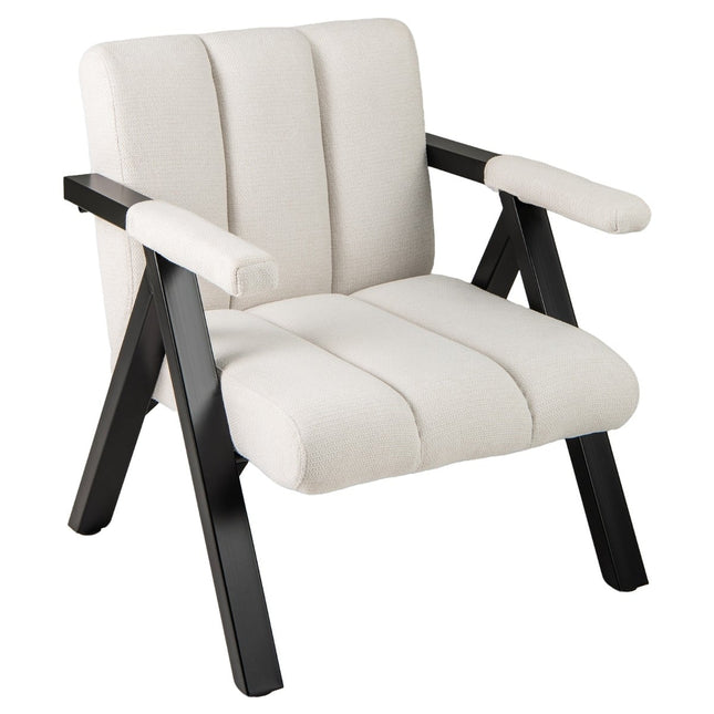 Beiger Loungesessel mit Armlehnen & Metallgestell
