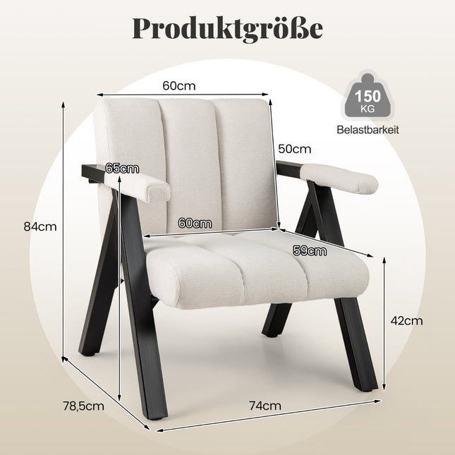 Beiger Loungesessel mit Armlehnen & Metallgestell