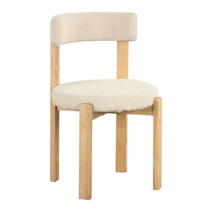 Beige Plush Dining Chairs, Set of 2 – Solid Wood Legs, 160kg Capacity