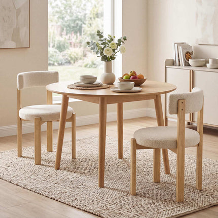 Beige Plush Dining Chairs, Set of 2 – Solid Wood Legs, 160kg Capacity