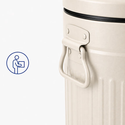 Beige Retro Bathroom Pedal Bin, 5L Capacity, Soft-Close Lid