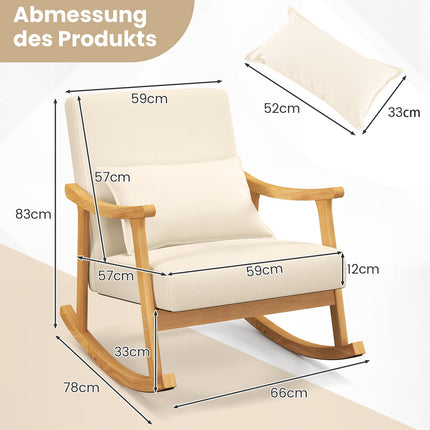 Beige Rocking Chair with High Back & Padded Seat Cushion