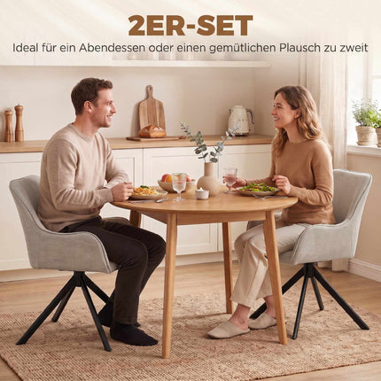 Beige Swivel Dining Chairs Set of 2 with Armrests