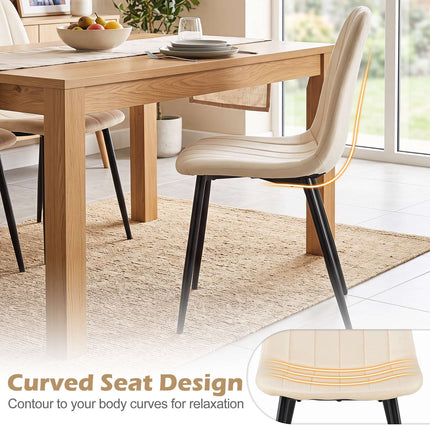 Beige Upholstered Dining Chairs, Set of 4 with Metal Legs