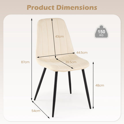 Beige Upholstered Dining Chairs, Set of 4 with Metal Legs