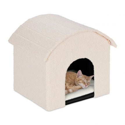 Niche à chat beige avec surface à gratter