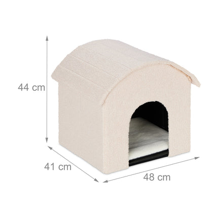 Niche à chat beige avec surface à gratter