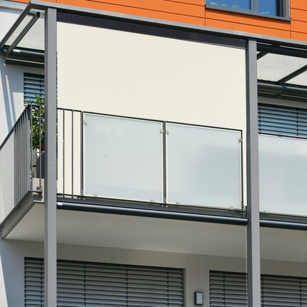 Beige Senkrechtmarkise mit Kurbel