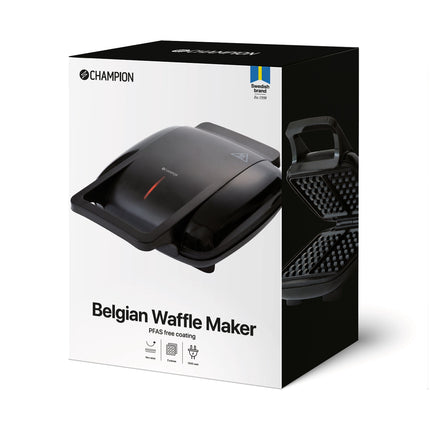 Belgian Waffle Maker, Double, 1000W, PFAS-Free Non-Stick
