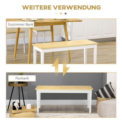 Esstischbank aus Kiefernholz, 2-Sitzer, 220 kg Tragkraft, 102x36x45 cm