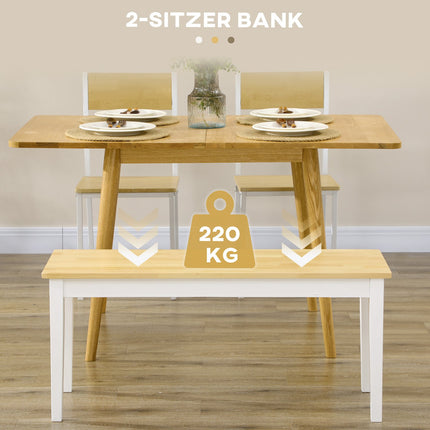 Esstischbank aus Kiefernholz, 2-Sitzer, 220 kg Tragkraft, 102x36x45 cm