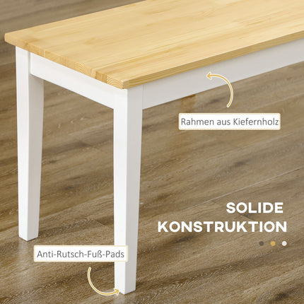 Esstischbank aus Kiefernholz, 2-Sitzer, 220 kg Tragkraft, 102x36x45 cm