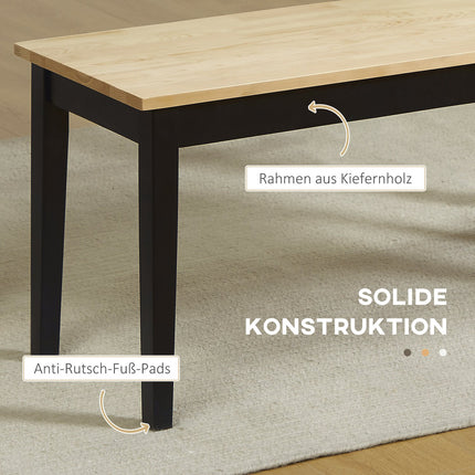 2-seater dining bench in wood, pine, 102x36x45cm, capacity 220 kg