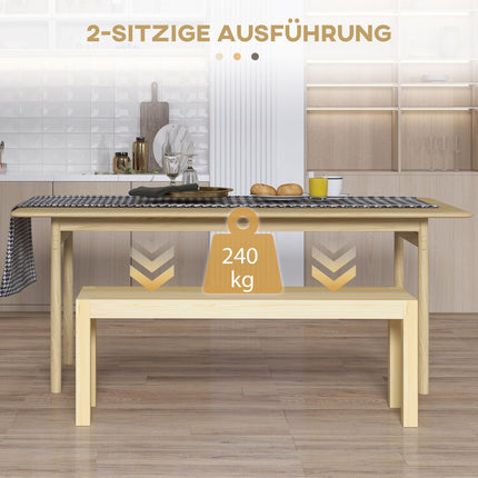 2-Sitzer-Esstischbank aus Kiefer, 120x33x45 cm, Belastbarkeit 240 kg