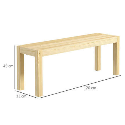 2-Sitzer-Esstischbank aus Kiefer, 120x33x45 cm, Belastbarkeit 240 kg