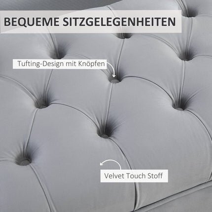 Schuhbank aus Samt, hellgrau, 118x45x42cm
