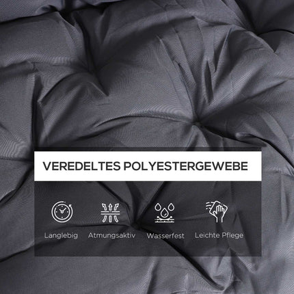 Garden bench cushion set, cotton, dark grey, 150x98x8 cm
