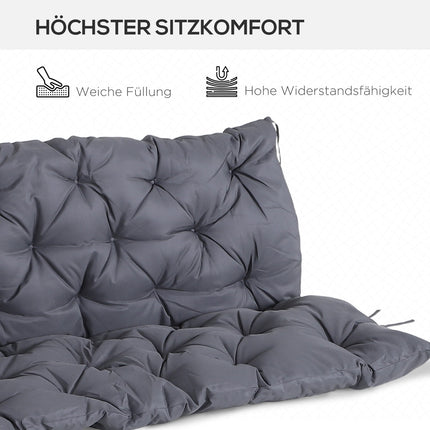 Garden bench cushion set, cotton, dark grey, 150x98x8 cm