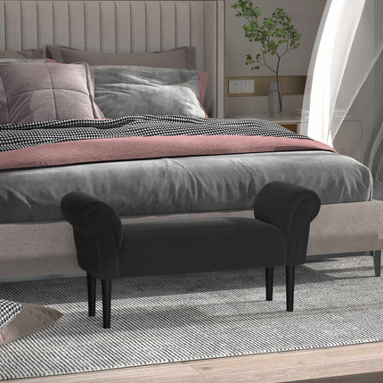 Schwarze gepolsterte Schlafzimmerbank – MDF & Schaumstoff, 102x31x51 cm