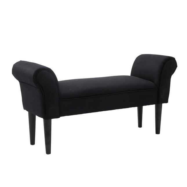 Schwarze gepolsterte Schlafzimmerbank – MDF & Schaumstoff, 102x31x51 cm