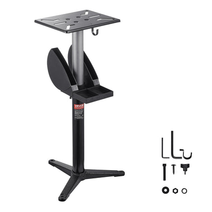 Bench Grinder Stand, Height Adjustable, Cast Iron Base, Wheel Storage