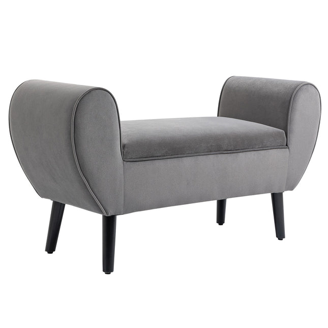 Graue moderne Aufbewahrungsbank - Samt, 118x42x66 cm
