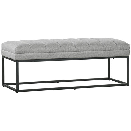 Gepolsterte Bettbank, hellgraues Leinen, 120x44x45,5 cm, 200 kg Tragfähigkeit