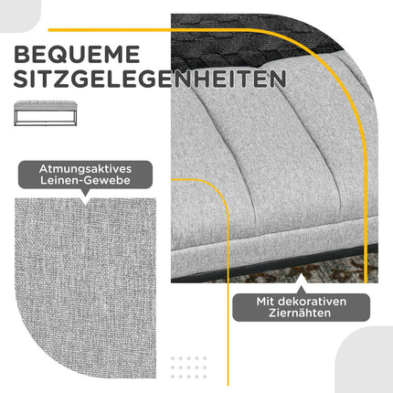 Gepolsterte Bettbank, hellgraues Leinen, 120x44x45,5 cm, 200 kg Tragfähigkeit