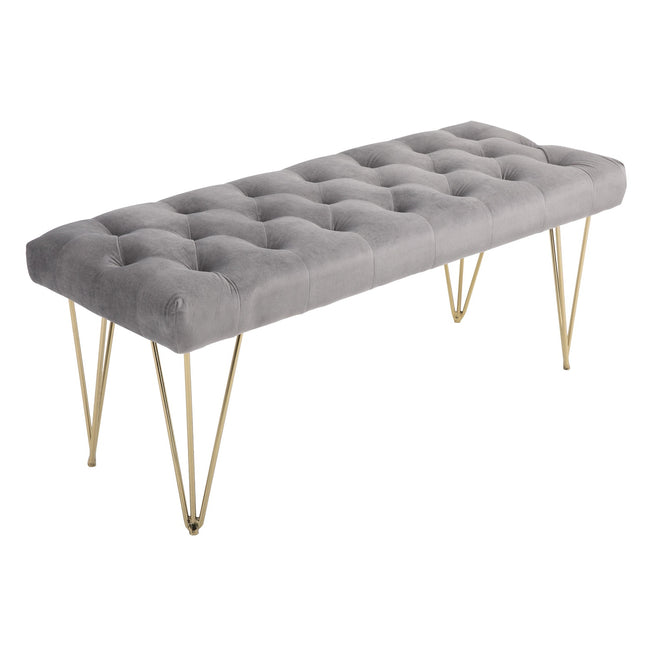 Schuhbank aus grauem Samt – 116x44,5x49 cm, Stauraum im Eingangsbereich