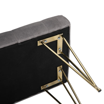 Schuhbank aus grauem Samt – 116x44,5x49 cm, Stauraum im Eingangsbereich
