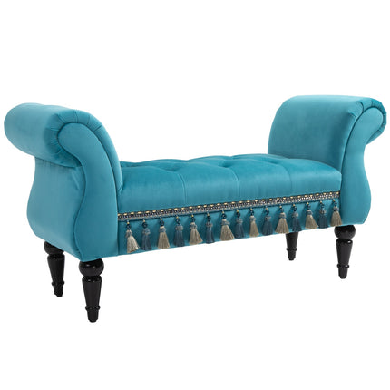 Luxury blue upholstered bench - 117 x 40 x 58 cm