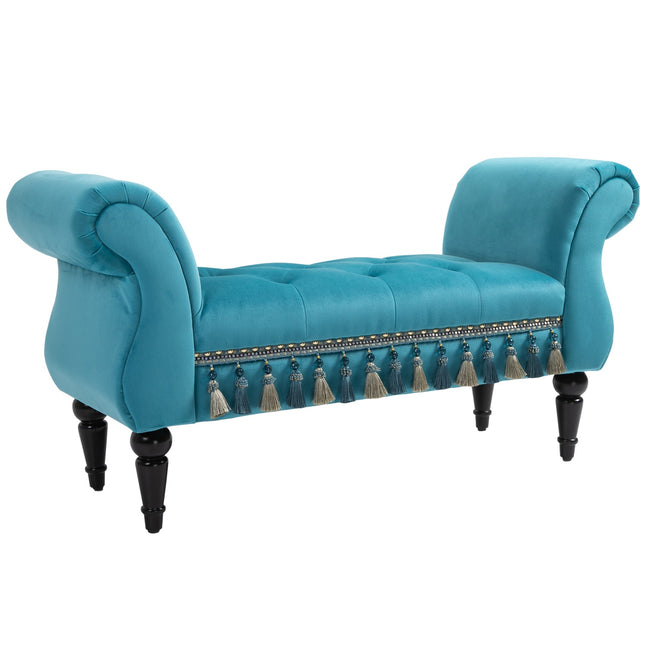 Luxuriöse blaue Polsterbank – 117 x 40 x 58 cm
