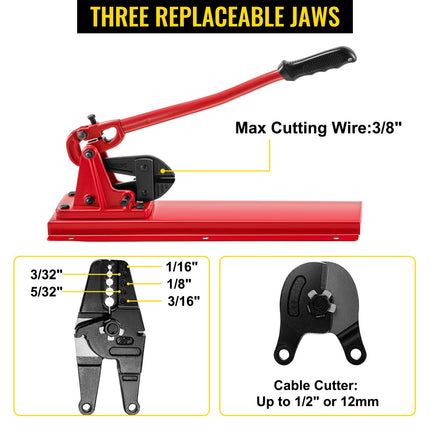 Bench Swager 24-Inch Wire Rope Crimper Cutter, 1/16-3/16