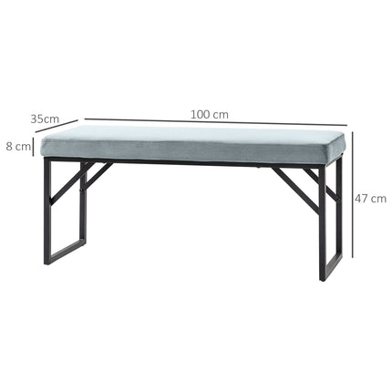Velvet covered bench, blue, capacity 200 kg