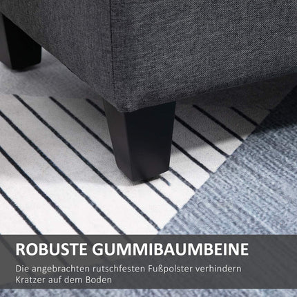 Gepolsterte Aufbewahrungsbank, dunkelgraues Leinen, 100 x 40 x 44 cm