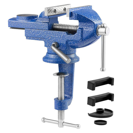 Bench Vise, 3-Inch Cast Iron, 360 Swivel Quick Release