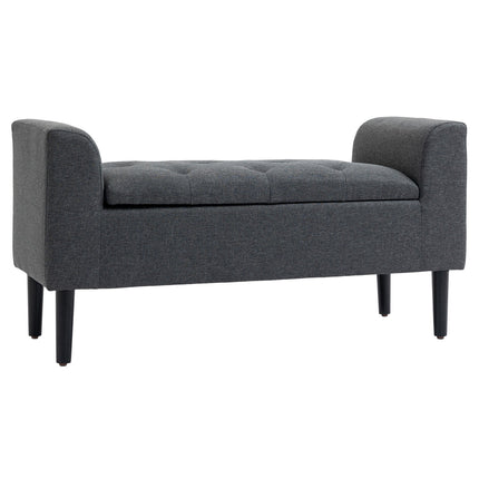 Upholstered storage bench, 130 kg capacity, dark grey